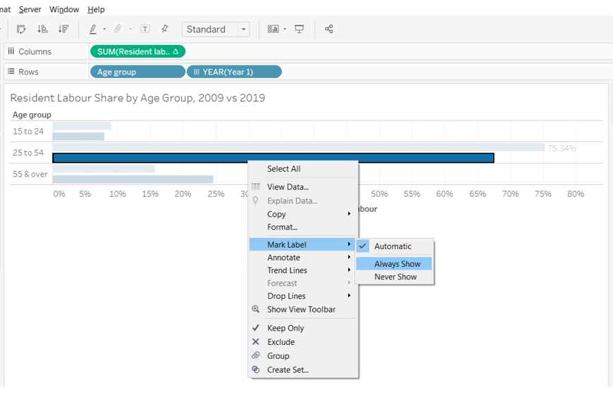 Add mark labels to the chart