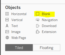 Add blank object to dashboard