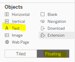 Add floating text object to dashboard