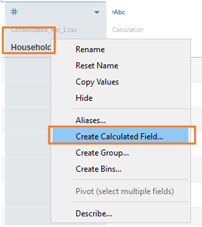 Create a calculated field to recode Household Children