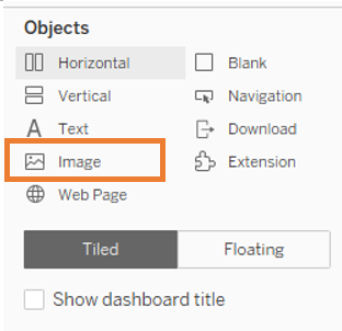 Adding an Image object to Dashboard 1