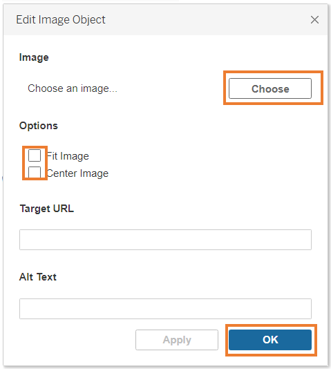 Adding an Image object to Dashboard 2