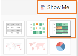 Select chart type from Show Me
