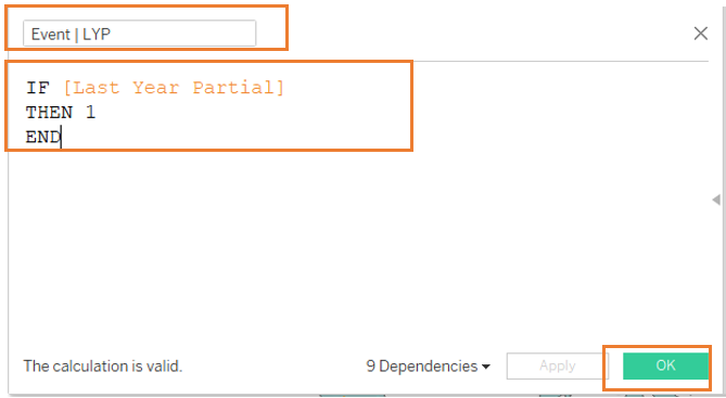 Create calculated field, Event | LYP