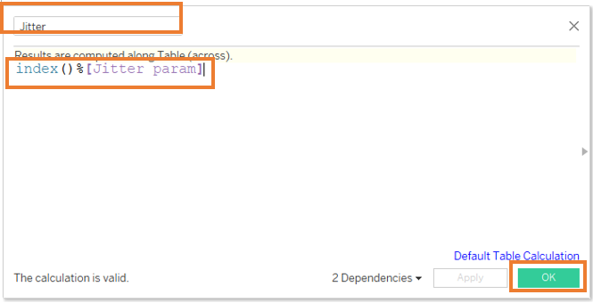 Create calculated field, Jitter