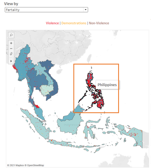SEA map by fertalities